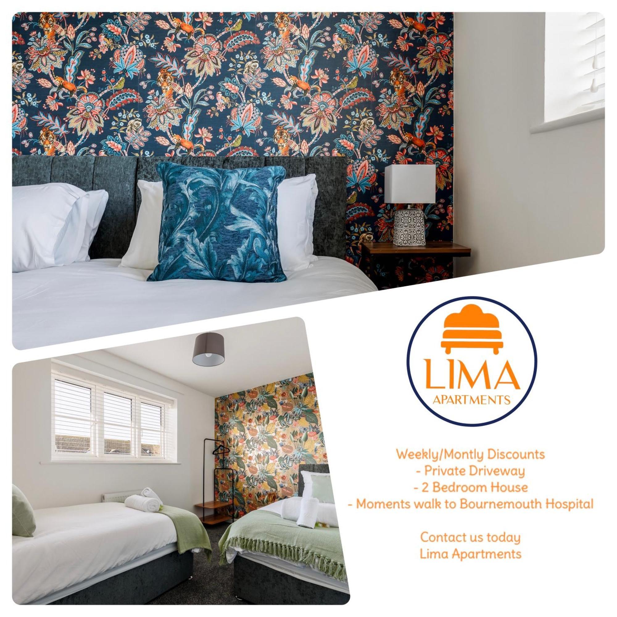 2 Bedroom House-Driveway - Bournemouth Hospital - Long Stay Discounts - Lima Apartments Ltd エクステリア 写真